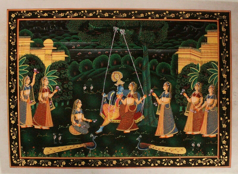 Radha Krishna Painting Of Hindu Religious Fine Art For Wall Hanging 21x15 Inches gallery
