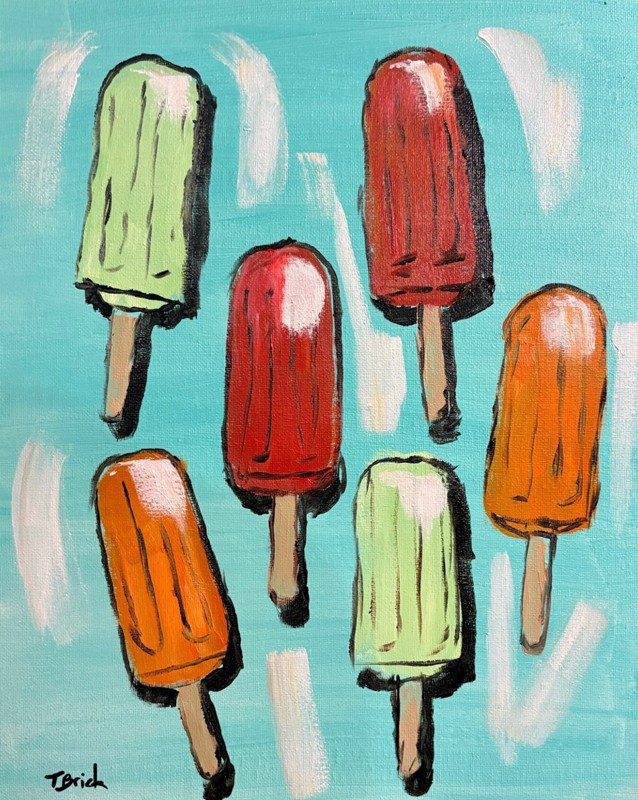 Colorful Popsicle Painting Original Pop Art Ice Cream Summer Wall Art Decor