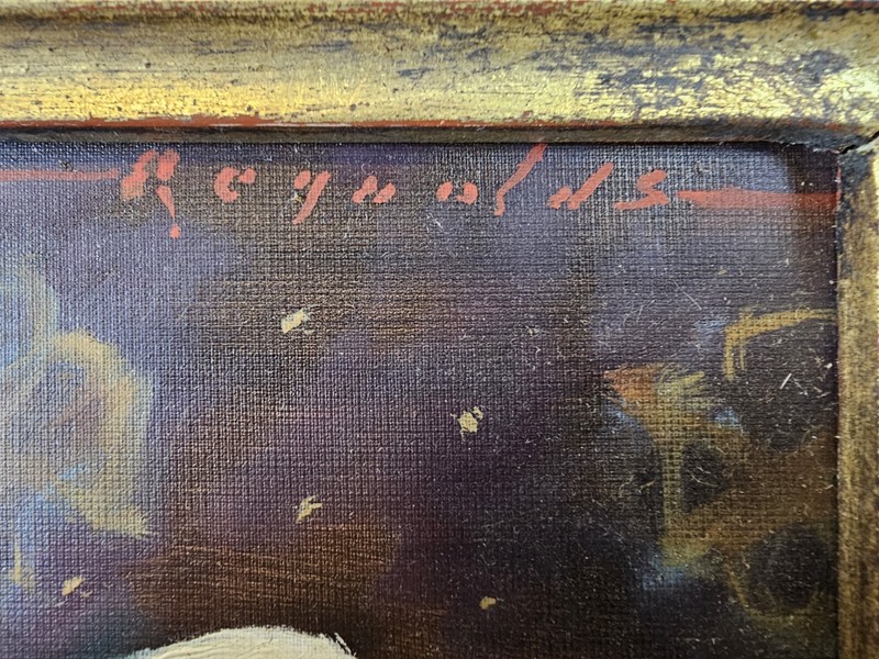 Original Signed John Reynolds Oil Painting 21x15 Distressed Wood Framed Art gallery