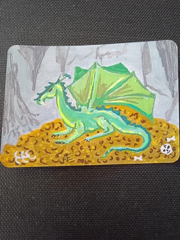 Original art work by new artist. One of a kind painting . Dragon's Hoard
