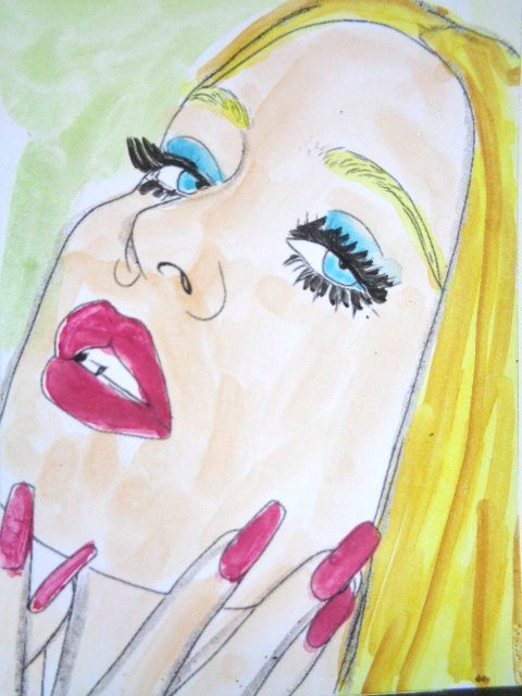 ACEO Women In Art – BLOND GLAMOUR GIRL Painting ART