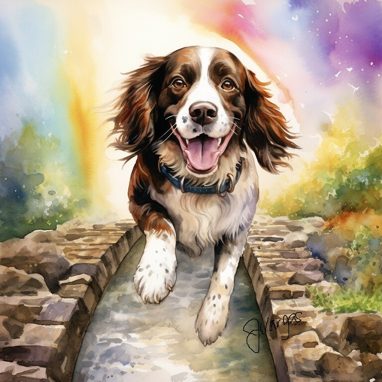 Watercolor Springer Spaniel Pet Memorial Painting Art Print INCLUDES 11X14 MAT