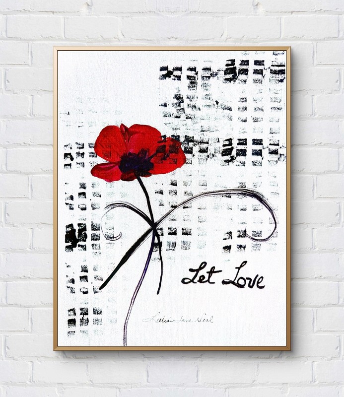 Abstract Red Poppy 11″x14″ Original Canvas Minimalism Painting Wall Art