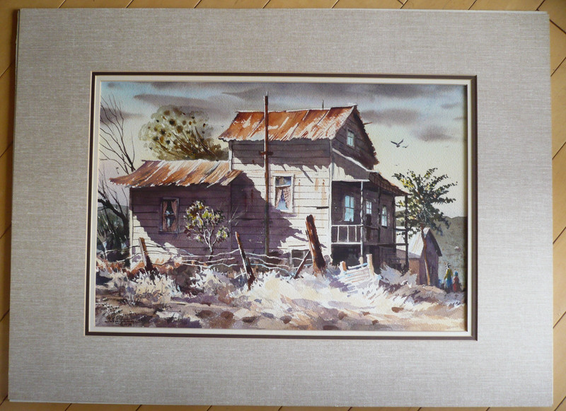 LAVERE HUTCHINGS, LISTED, EXHIBITED Old House Coulterville CALIFORNIA WATERCOLOR