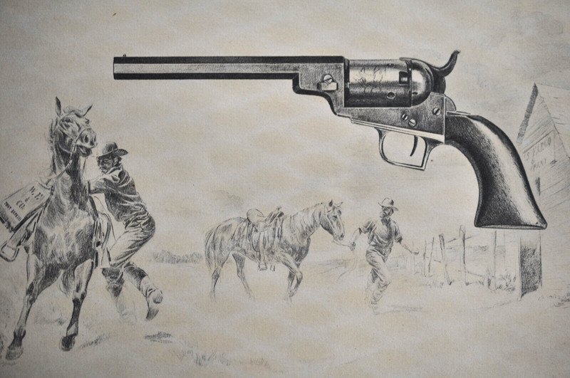 Vtg Colt historical Print Stickney Colt Wells Fargo Model .31 Cal