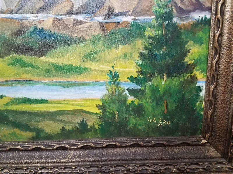 Framed landscape painting with Medieval Castles, and Knight on Horseback gallery