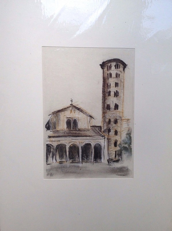 Franz Ehmke *1928 -2018 DDR Painter Pastel Ravenna Basilica Apolinare Nuovo gallery