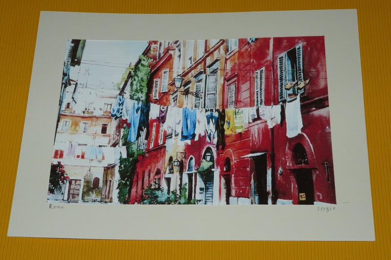 original painting watercolour ROMA signed Sergio gallery