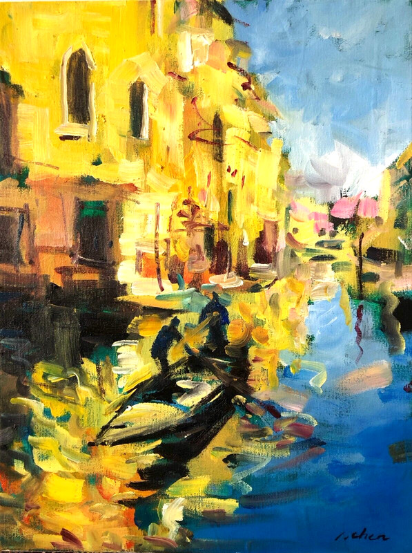 «Water town impression» 30x40x1.6cm oil on canvas