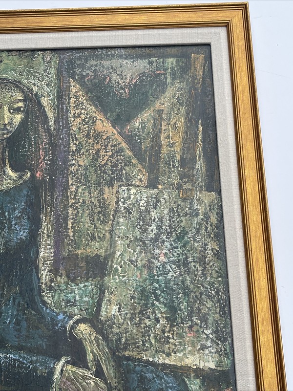 Antique Portrait Painting Expressionism 1952 Artist Studio Modernism Mystery Oil gallery