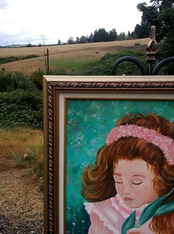 Pretty Red Headed Young Girl, Original Oil Painting. Signed, Framed & Excellent gallery