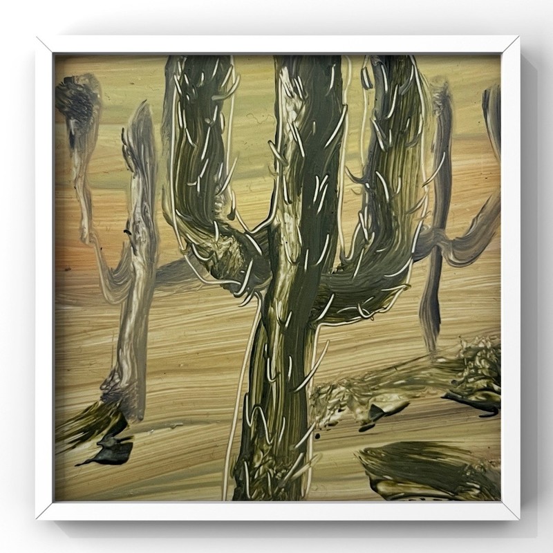 New Mexico Desert Painting Southwestern Framed Cactus Saguaro Western Artwork 4”