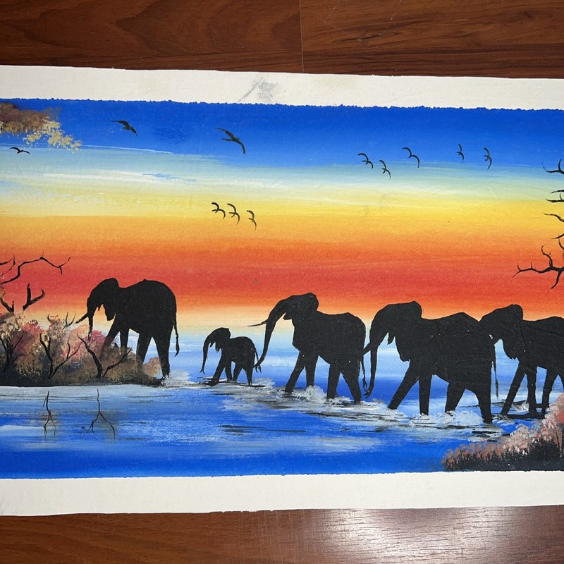 AUTHENTIC African Elephant Painting (NOT a Print) Original African Art UNFRAMED gallery