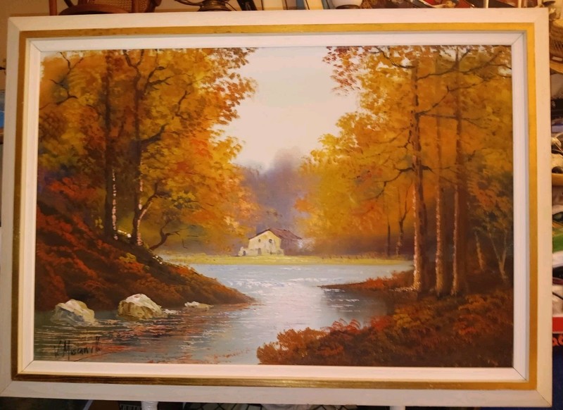 MCM OIL PAINTING by FAMED ARTIST VITTORIO MUSCARIELLO NAPOLI 41″W x 29″T FRAMED
