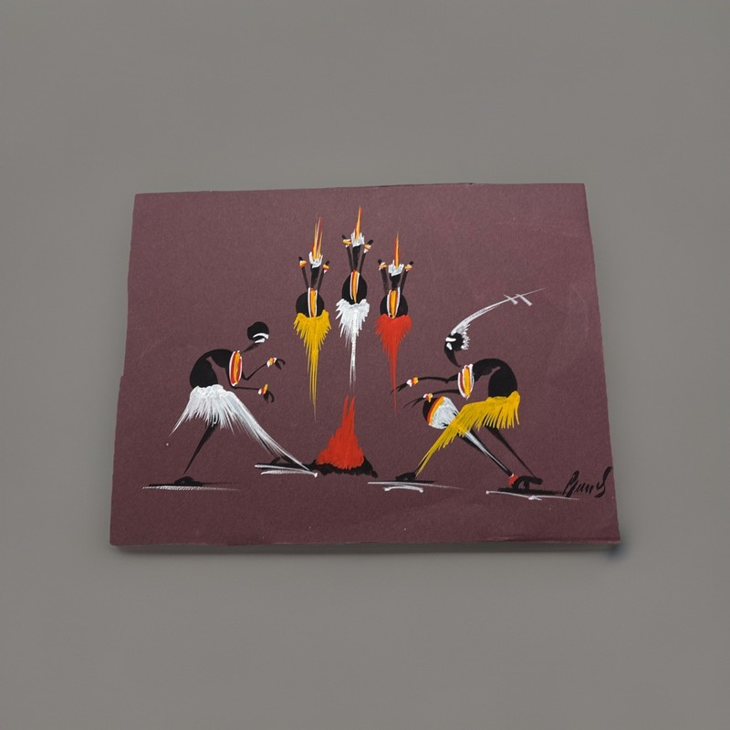 Vintage 1960’s African Tribal Folk Art Painting Signed