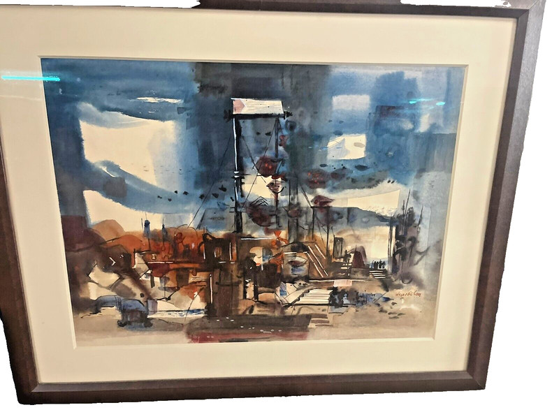 WAYNE LA COM ORIGINAL WATERCOLOR SIGNED LISTED CALIFORNIA ARTIST