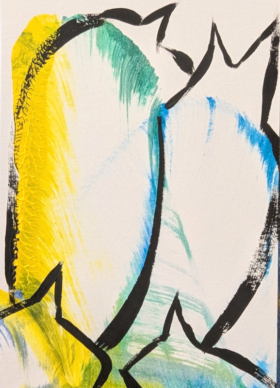 ACEO Cat Painting Abstract Original Collectible Modern Art Card Samantha McLean