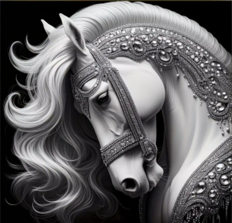 DIY Decorative White Horse Diamond Painting Kit (30×30 cm) A55