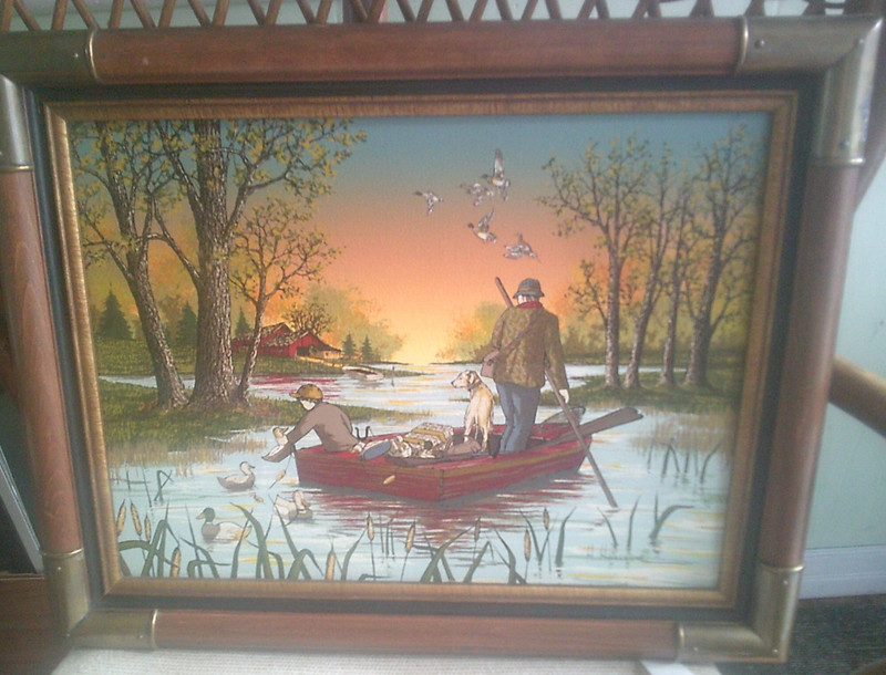 H Hargrove 12 x 16 Serigraph Signed & Framed Painting 'Duck Hunting' gallery