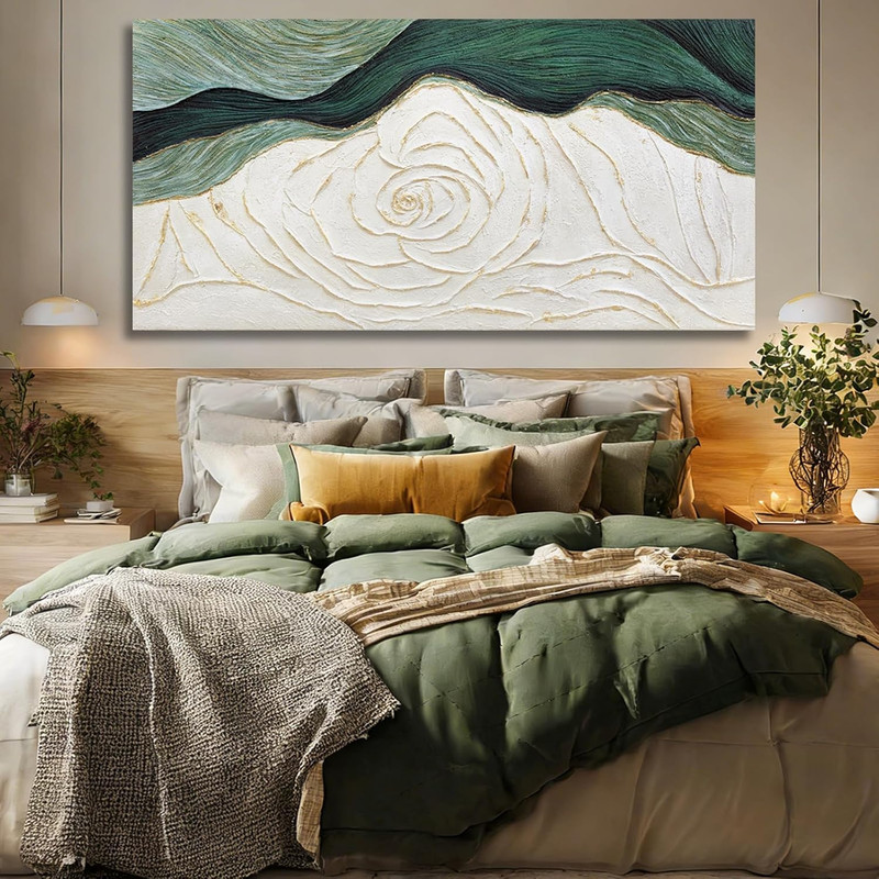 Large Hand-Painted Green Abstract Floral Canvas Art for Modern Home Decor gallery