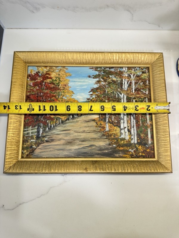 Vintage Fall Foliage Trees Landscape Oil Acrylic Painting Signed Art Framed gallery