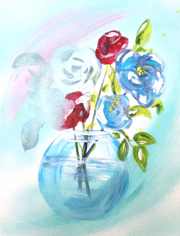 Colorful Floral Vase Painting Original Fine Art Paper by Isaksen