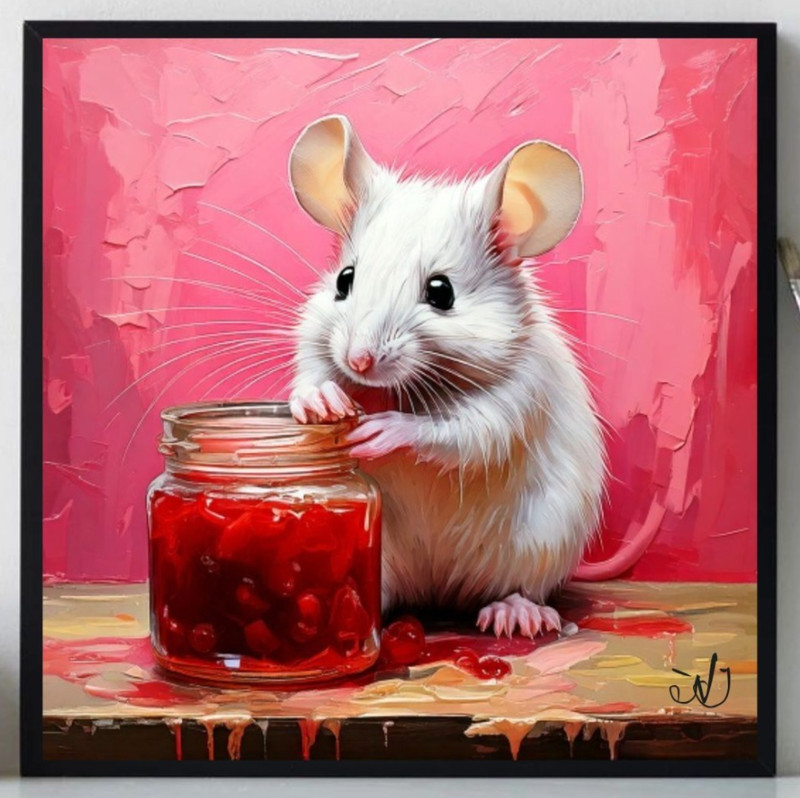 ORIGINAL Oil PAINTING on Canvas Mouse Textured Art 8×8 in Impasto Custom Order