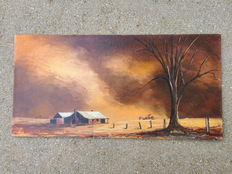 Original Signed N Edwards 1974 Vintage Oil on Board Painting