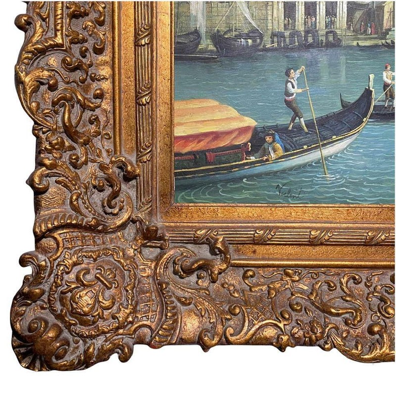 Venice Italy Antique Styled Frame Signed Painting After Canaletto St. Mark's Sq gallery
