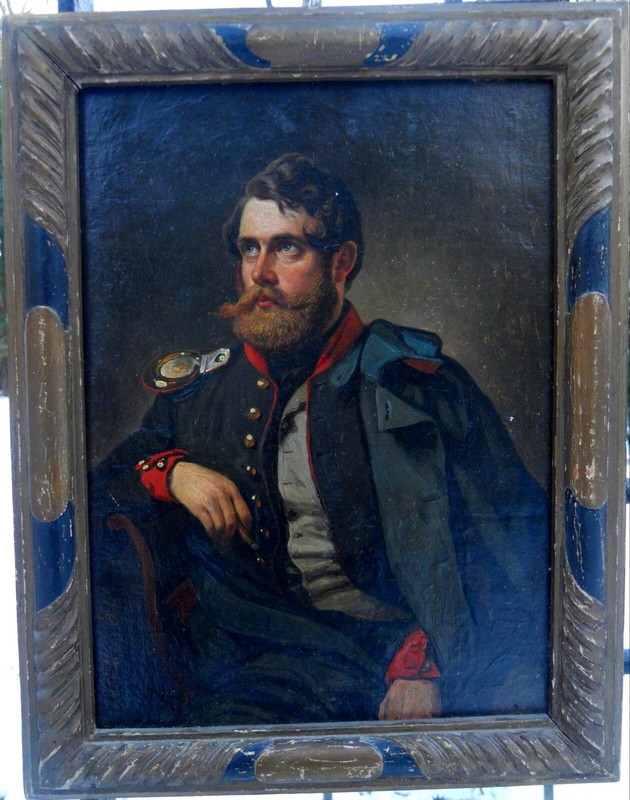 JOHANN GRUND (1808-1887) – Oil Portrait of Austrian or Prussian Officer – 1860