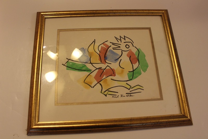 Rooster by Karl Knaths signed in print - Hand water colored print on paper gallery