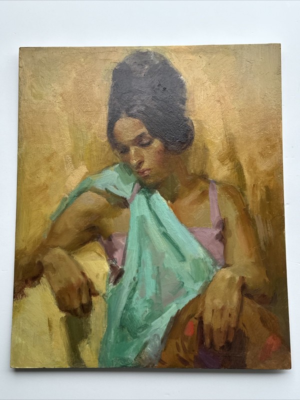 MID CENTURY PAINTING PORTRAIT PRETTY WOMAN MODEL LEGRANDE ESTATE BONGART FAMOUS