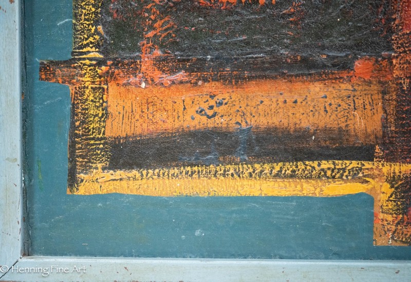 Stunning Mid Century Abstract Oil Painting Cubist Unsigned Style of Leon Goldin gallery
