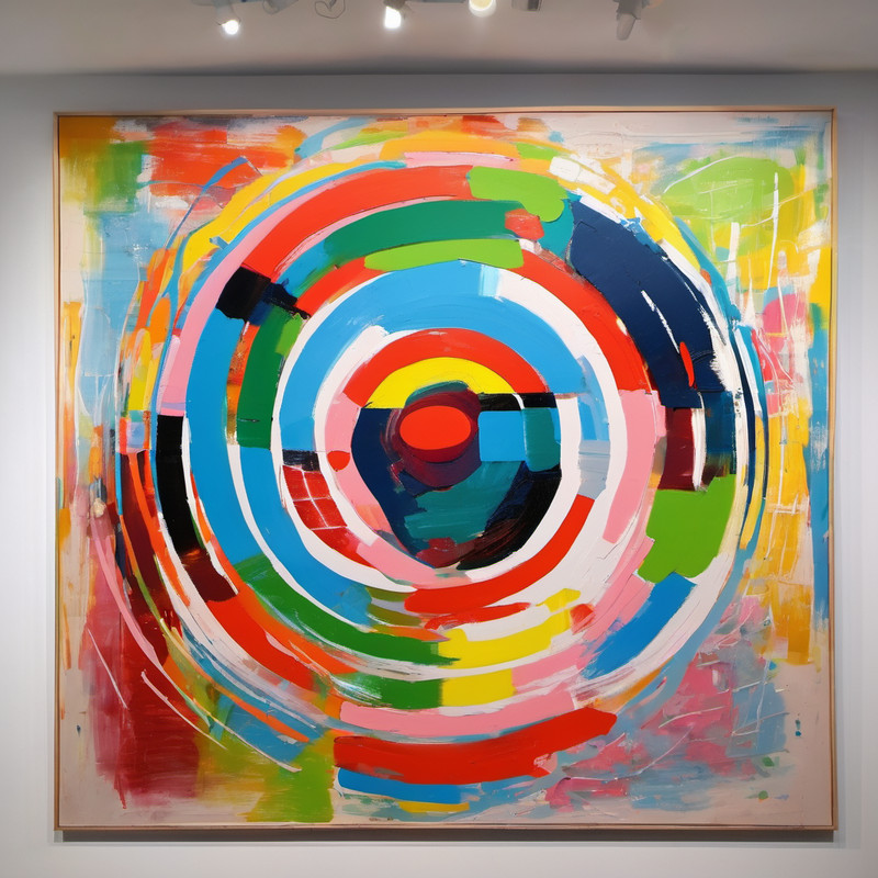Target Naive Pop Art Colors Premium 120×120 cm gerahmt Natur Eiche XXL Bilder