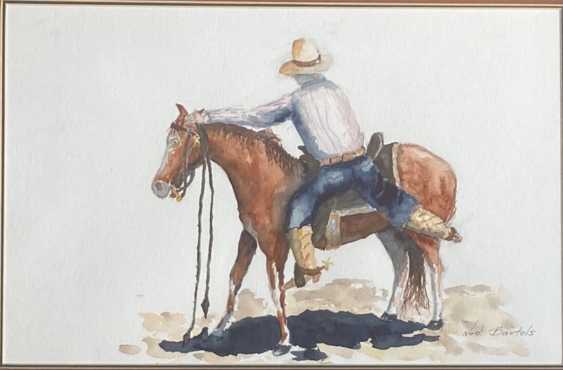3 Original Watercolor Paintings Horses Cowboys CA Artist Signed Net Bartels Art! gallery