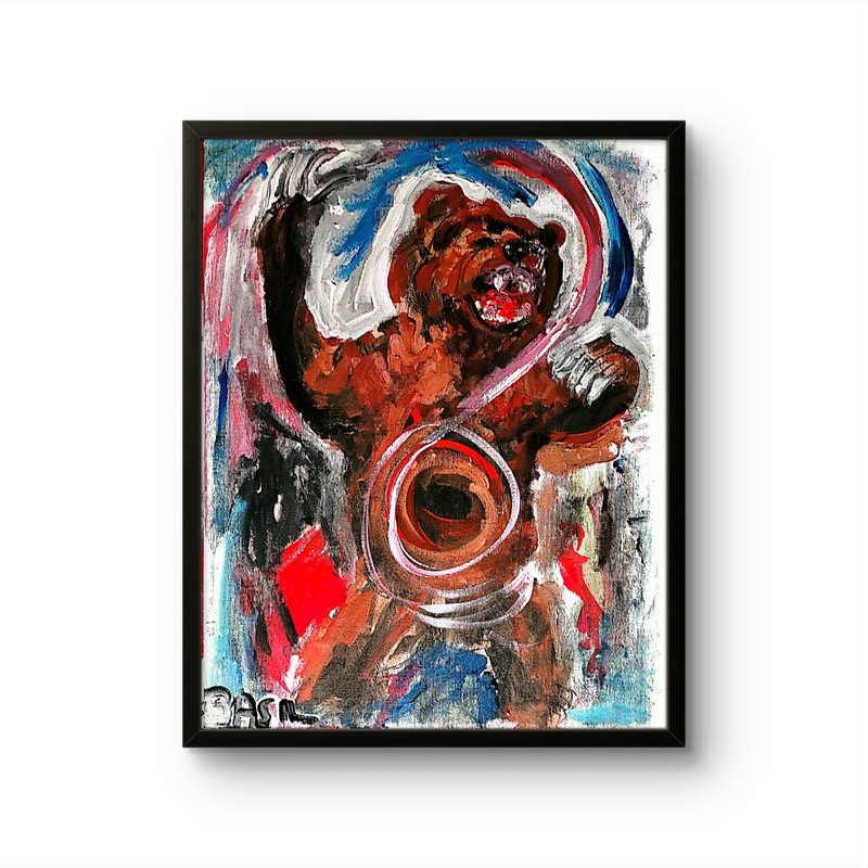 Grizzly Bear Unique Abstract Expressionism Wall Art Canvas Board 11x14 gallery
