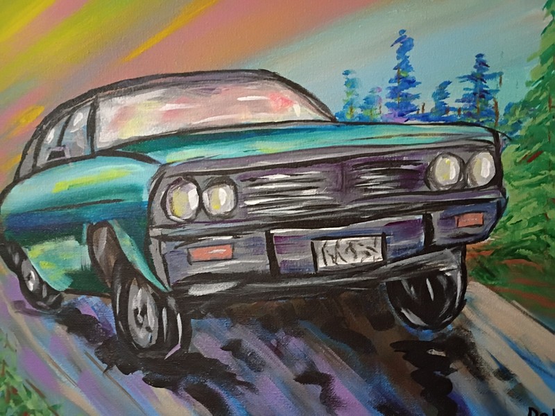 Fast Car 11x14 Canvas Original Art Expressionism Abstract Tough Boy Classic Car gallery