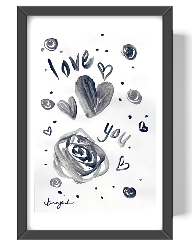 Guajardo Art Love hearts and Roses 9X6 Paper Unique Abstract Expressionism