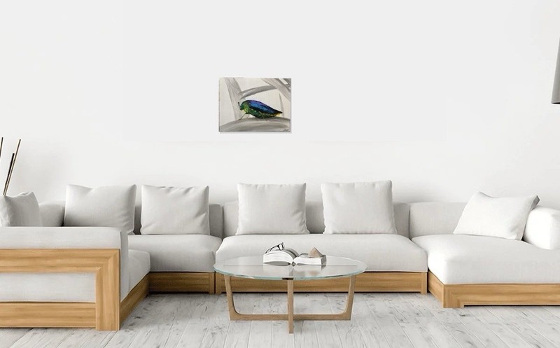 Original Painting: Iridescent Beetle 1/1 16 X20” Acrylics On Canvas Signed gallery