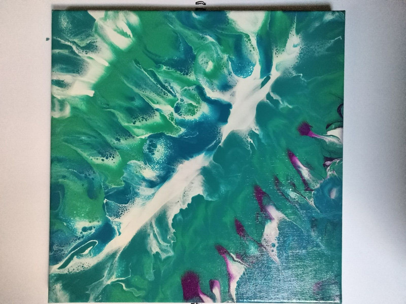 Original Abstract Acrylic Painting Stretched Canvas 14″x14″x0.6″ Wall Art Decor