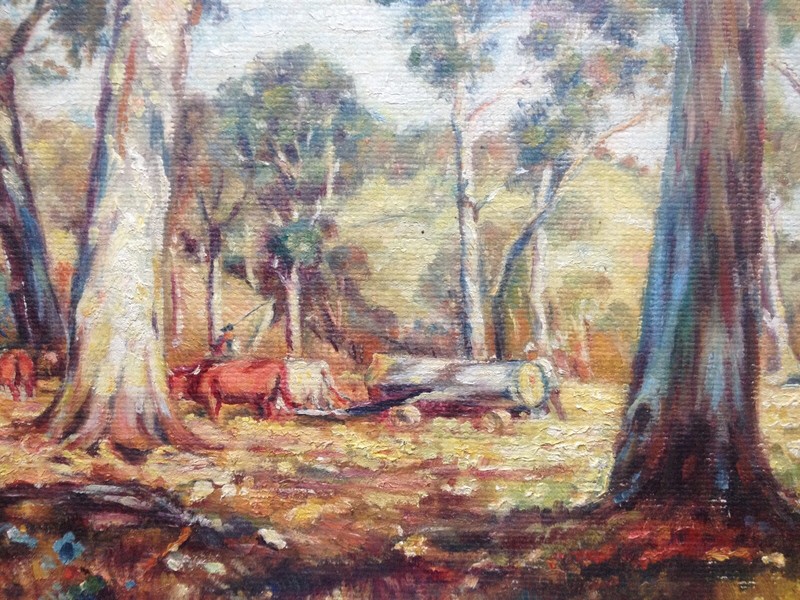 Timber Transport Forest Work Horses Carriage Lumberjack Oil Painting Antik Trees gallery
