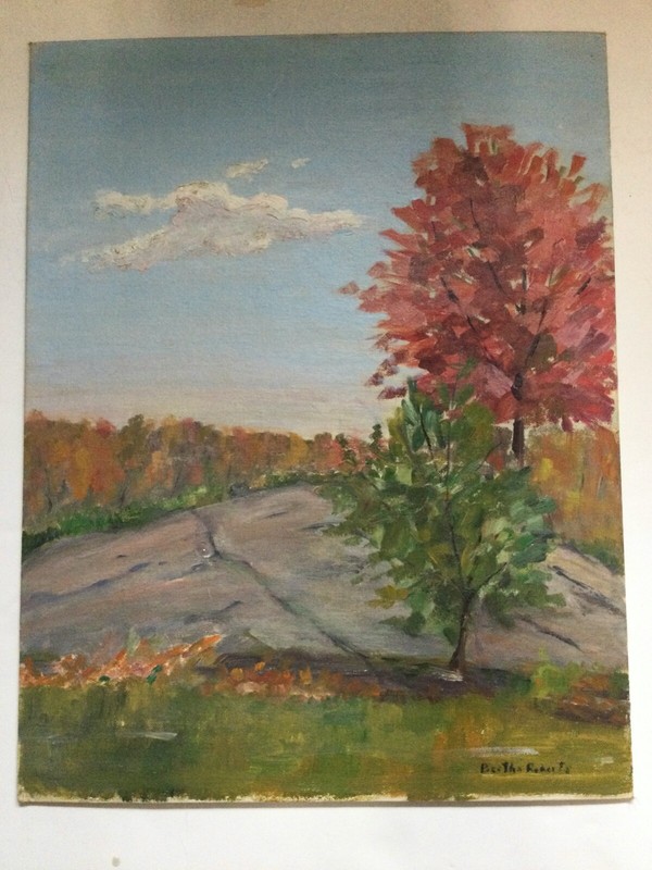 Bertha Roberts – Original Oil Vintage Autumn View – Maine