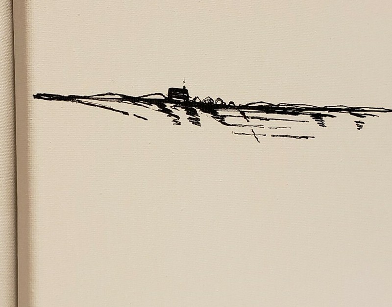 No.442 Original Abstract Minimal Landscape Drawing On Canvas By K.A.Davis gallery