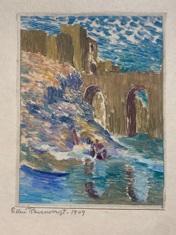 Ellen Ravenscroft 1876-1949 Original Watercolor Signed Dated on Mat 1909