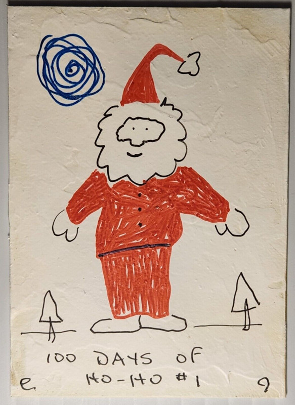 e9Art ACEO santa clause trees outsider art brut naive