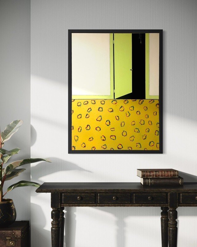 Abstract Modern Painting Wall Decor ‘Study of a Green Door’ Original