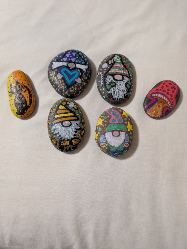 Hand Painted 6pc set Hand Painted Gnomes for the Seasons, Mushroom, Spookey Cat
