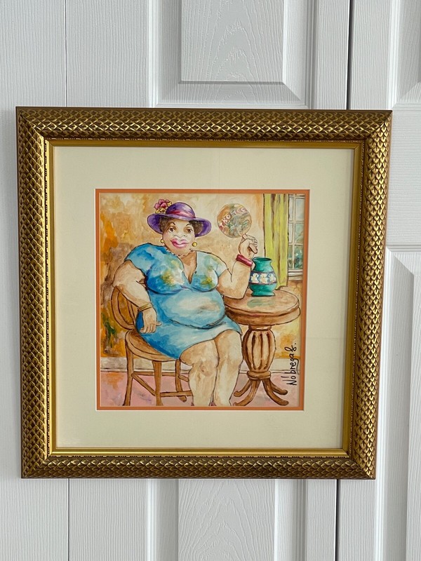 Miami Artist Andres «Andy» Nobregas «Mulatta» Framed Watercolor Painting