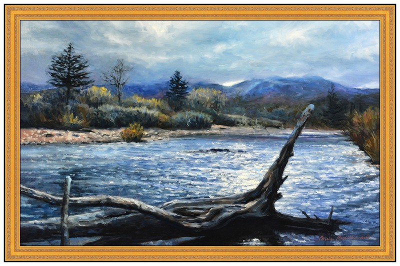 Bruce Braithwaite Original Painting On Canvas River Landscape Signed Framed Art