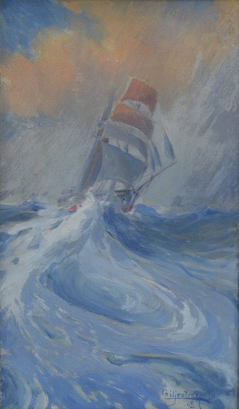 Gustav Liljestrom (1880 - 1958) In The Storm, LISTED CALIFORNIA ARTIST! gallery